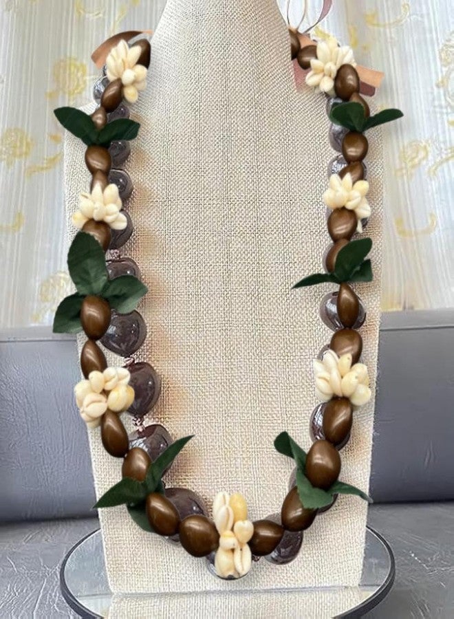 Eitonbu Hawaiian Dark Brown Kukui Nut 32" Lei Necklace Graduation Luau Hula (Brown Upgraded Version) - Image 2