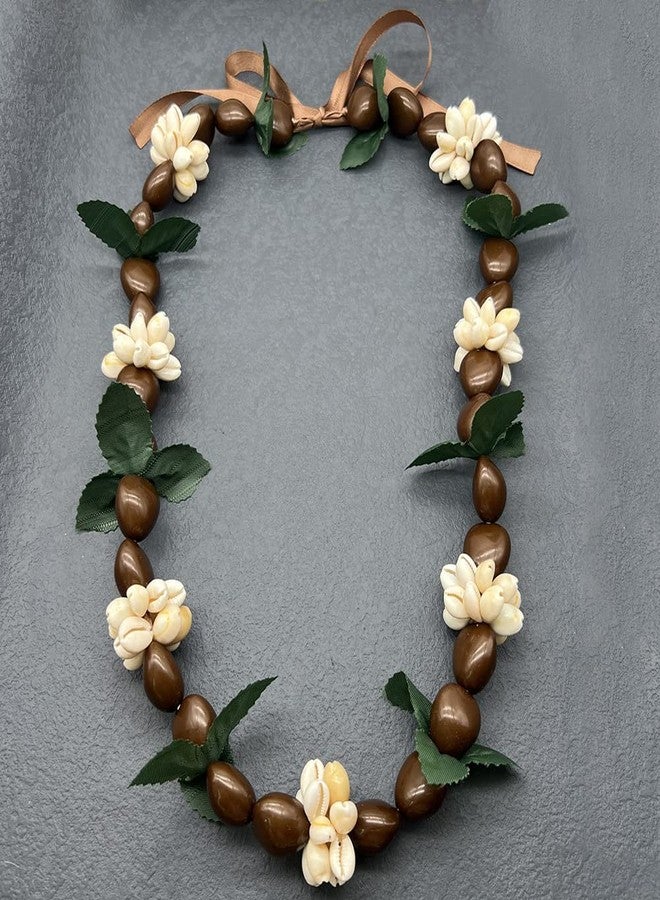 Eitonbu Hawaiian Dark Brown Kukui Nut 32" Lei Necklace Graduation Luau Hula (Brown Upgraded Version) - Image 4