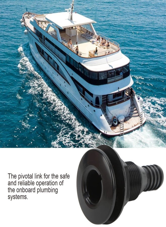 Keenso Thru Hull Fitting, 5/8in Plastic Marine Thru Hull Exhaust Fittings Boat Through Hull Connection Boat Drain Outlet Plug Hose Connector for Boats Marines(black) - Image 4