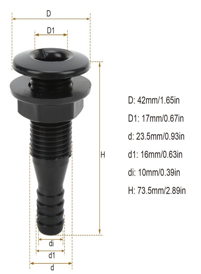 Keenso Thru Hull Fitting, 5/8in Plastic Marine Thru Hull Exhaust Fittings Boat Through Hull Connection Boat Drain Outlet Plug Hose Connector for Boats Marines(black) - Image 2