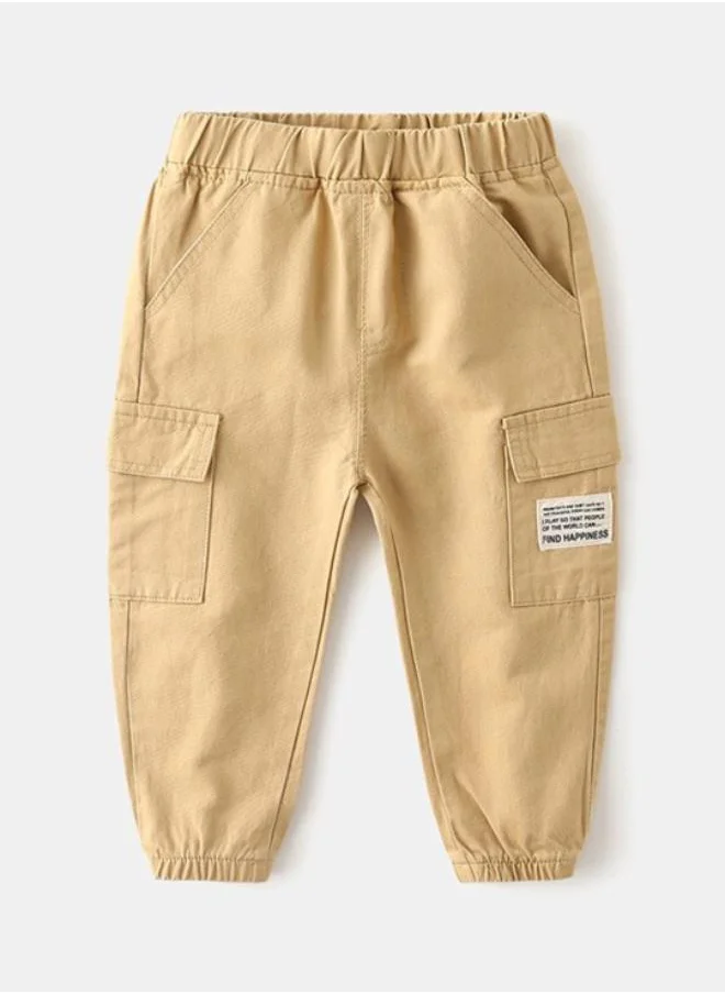 YUNIQEE Beige Regular Fit Mid Rise Solid Jogger Trouser