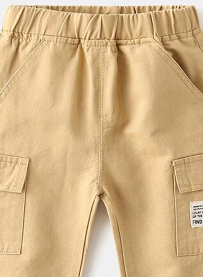YUNIQEE Beige Regular Fit Mid Rise Solid Jogger Trouser