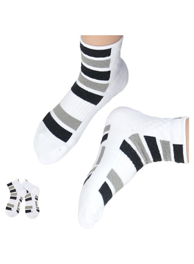 TAAN Children'S Badminton Sports Socks, Thickened Terry Cotton Socks, T609, White And Black, 2 Pairs - Image 2