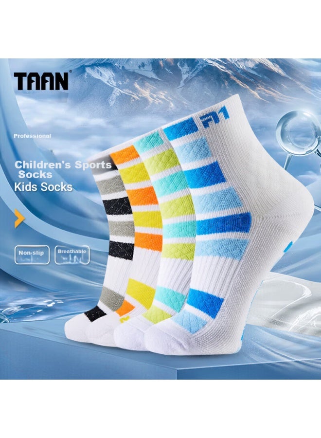 Taan Children's Badminton Sports Socks, Thickened Terry Cotton Socks, T609, White And Black, 2 Pairs - Image 2