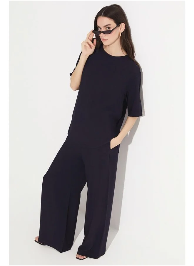 جون June Viscose Blouse & Trouser Set Navy