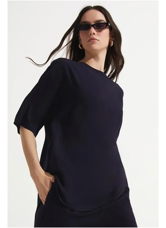 جون June Viscose Blouse & Trouser Set Navy