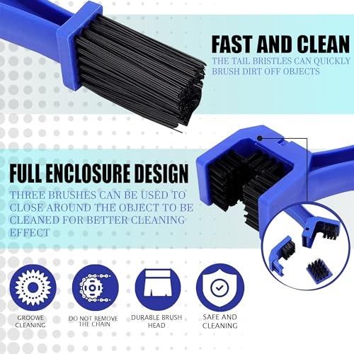 OTO2EYE Sulfar Plastic Universal Motorcycle/Cycle Chain Cleaner Brush for Bikes with Gear Shifter (Blue) - Image 2