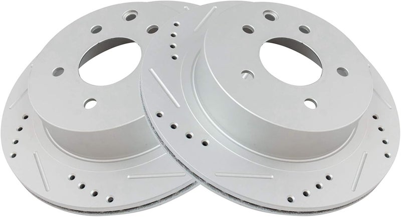 TRQ Rear Performance Brake Rotor Drilled Slotted Pair Set for 2003-2005 Nissan 350Z / 2003-2004 Infiniti G35 / 2011-2017 Nissan Leaf / 2008-2017 Nissan Rogue - Image 3