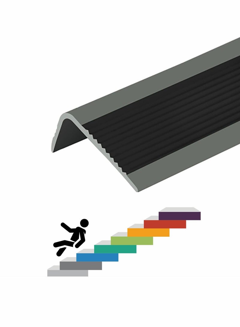 Stair Leading Edge Protector, Waterproof Anti-Slip Rubber Step Adhesive Decorative Protection Strip for Home School Nursing Indoor and Outdoor Steps(Black) - Image 1
