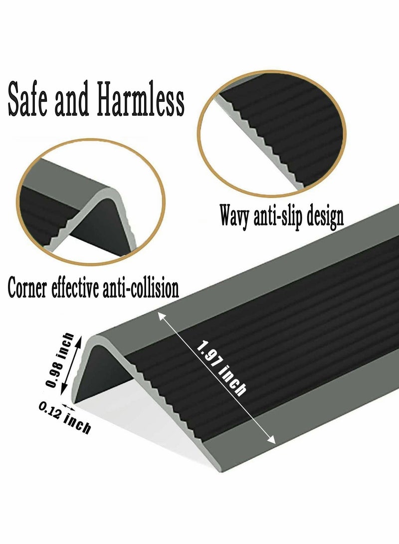 Stair Leading Edge Protector, Waterproof Anti-Slip Rubber Step Adhesive Decorative Protection Strip for Home School Nursing Indoor and Outdoor Steps(Black) - Image 5