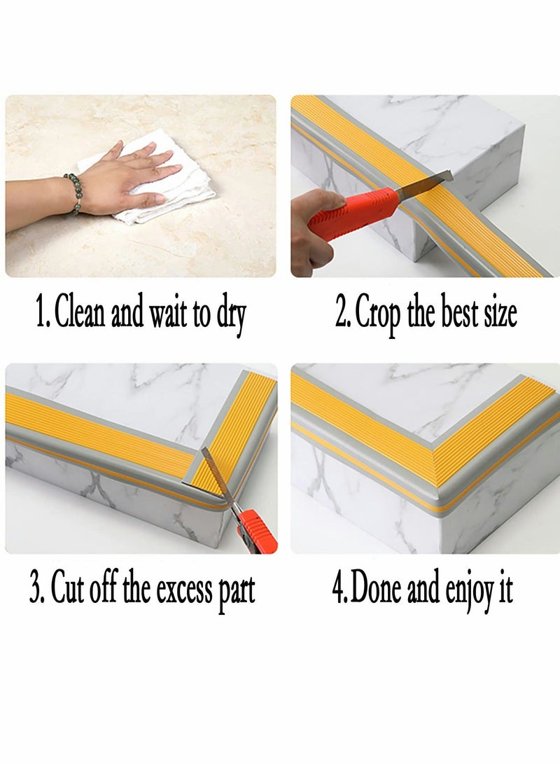 Stair Leading Edge Protector, Waterproof Anti-Slip Rubber Step Adhesive Decorative Protection Strip for Home School Nursing Indoor and Outdoor Steps(Black) - Image 4