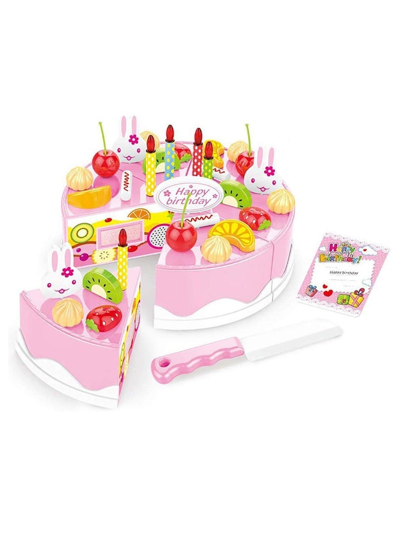 NIBEMINENT SYOSI A Set of 38pcs Birthday Cake Cutting Toys Learning Kitchen for Girls and Boys with Candles Plates Forks Party Playset Pretend Food Sets Kids - Image 1