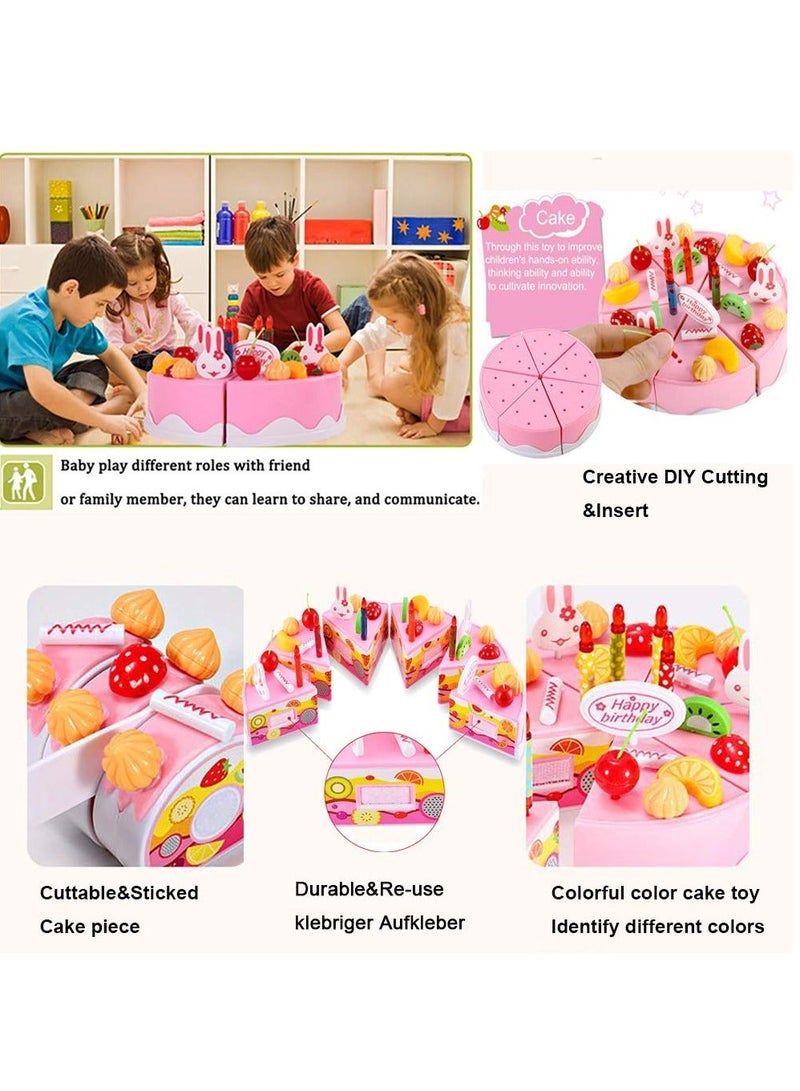 NIBEMINENT SYOSI A Set of 38pcs Birthday Cake Cutting Toys Learning Kitchen for Girls and Boys with Candles Plates Forks Party Playset Pretend Food Sets Kids - Image 3