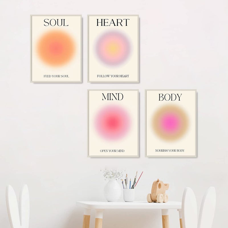 NCYEL 4 colorful abstract halo posters angel number positive energy inspirational language inspirational wall art bedroom girls room pink decoration living room bedroom apartment hotel dormitory 12x16 - Image 3