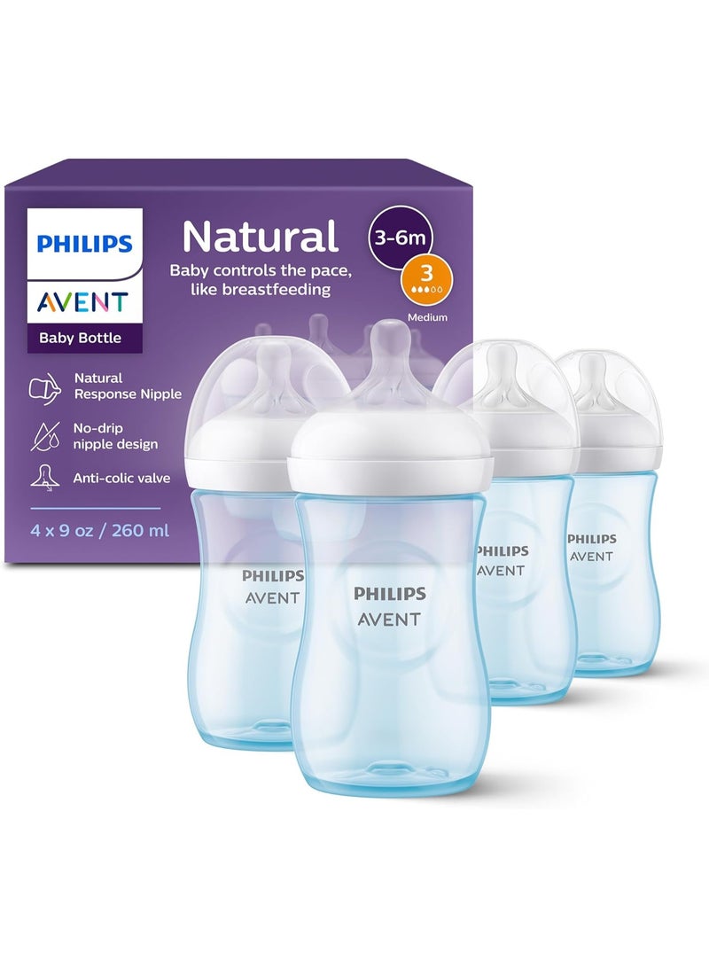 فيليبس زجاجات أطفال طبيعية مع استجابة طبيعية – مضادة للمغص، خالية من BPA، 9 أونصة، عبوة 4 قطع، حلمات مقومة للأسنان - Image 1