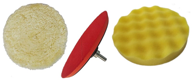 Dumdaar 7Inch pad kit Wave Sponge Polishing Pad wool pad backing pad and M14 adaptor for Waxing Buffing polishing - Image 1