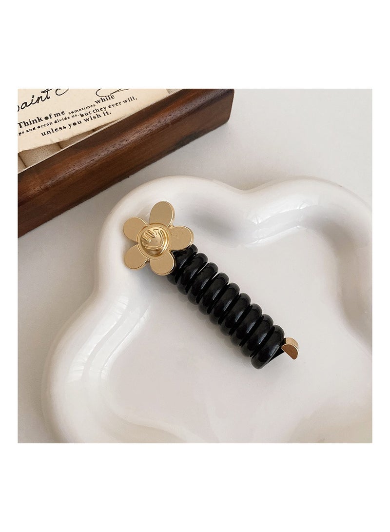 KASTWAVE 5 Pcs Braided Telephone Wire Hair Bands, Spiral Hair Ties No Crease Ponytail Holders, Stylish Phone Cord Hair Ties, DIY Ponytail Styl, Elastic Hair Ties for Women Girls, Black - Image 4