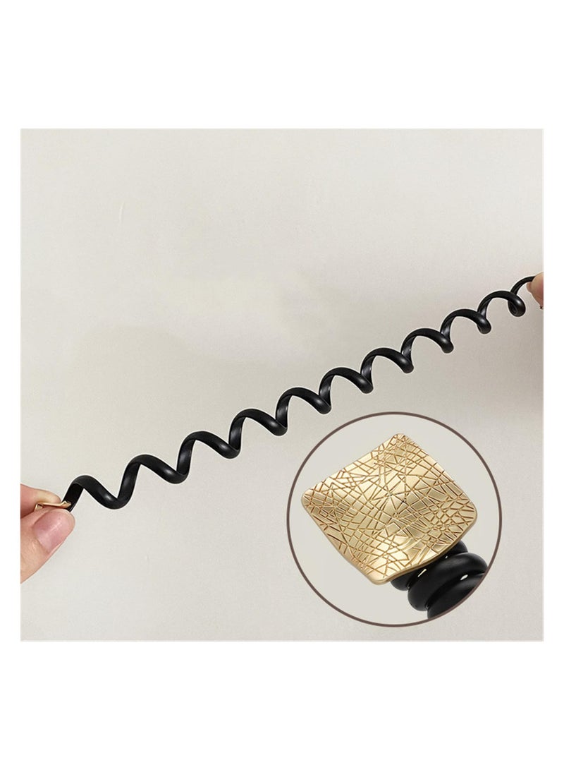 KASTWAVE 5 Pcs Braided Telephone Wire Hair Bands, Spiral Hair Ties No Crease Ponytail Holders, Stylish Phone Cord Hair Ties, DIY Ponytail Styl, Elastic Hair Ties for Women Girls, Black - Image 3