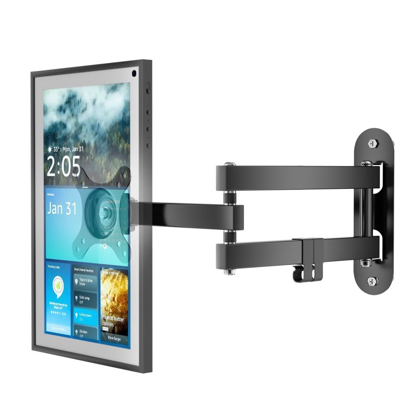 مثول جداري لـ Echo Show: قاعدة قابلة للدوران 360 درجة والانحناء والتحويل - متوافقة عالميًا مع شاشات الذكية من 10 إلى 27 بوصة - حامل مستقر يوفر مساحة للمطبخ والغرفة المعيشية والمكتب المنزلي - Image 1