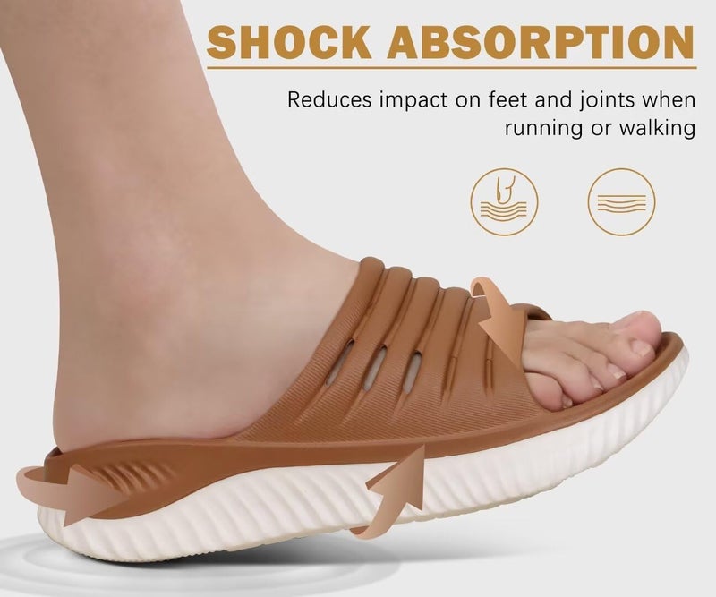 KuaiLu Womens Recovery Sandals Comfortable Plantar Fasciitis Arch Support Ladies Orthopedic Slip On Running Sport Walking Slides Thick Athletic Cushion Slippers Summer Outdoor Sliders Khaki Size 8 - Image 5