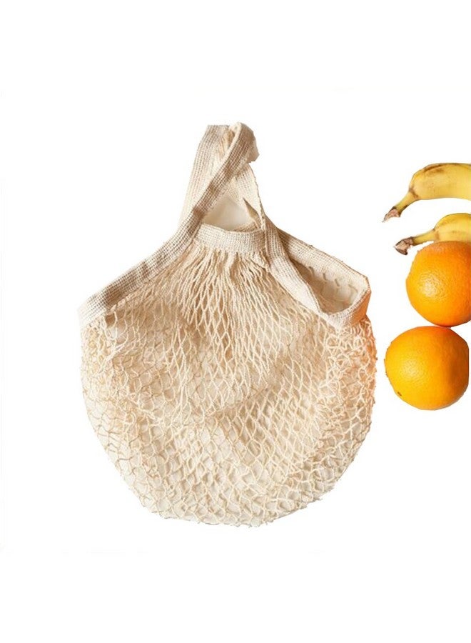 Ahyuan Ecology Reusable Cotton Mesh Grocery Bags Cotton String Bag Net Shopping Mesh Bags Pack of 3 (Beige) - Image 2