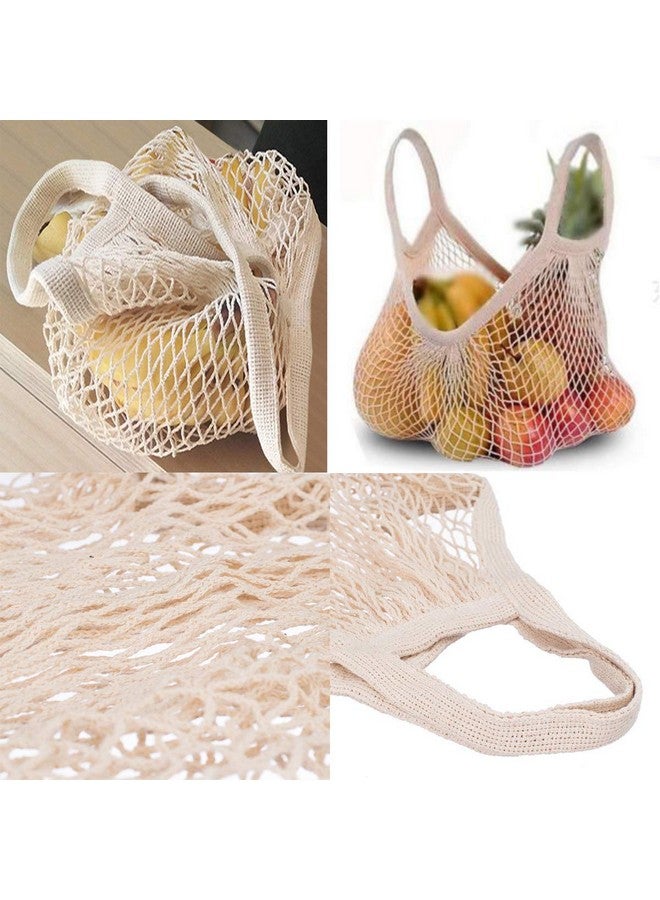 Ahyuan Ecology Reusable Cotton Mesh Grocery Bags Cotton String Bag Net Shopping Mesh Bags Pack of 3 (Beige) - Image 3