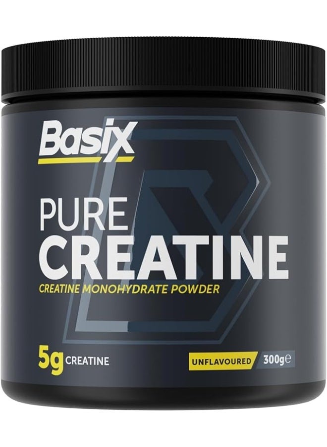 Basix Pure Creatine Monohydrate Powder Unflavored 300g – 5g Creatine per Serving for Strength & Performance - Image 1