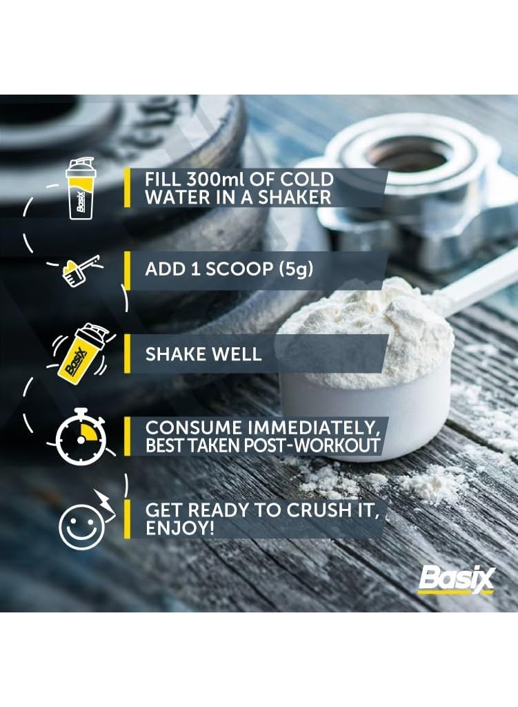 Basix Pure Creatine Monohydrate Powder Unflavored 300g – 5g Creatine per Serving for Strength & Performance - Image 3