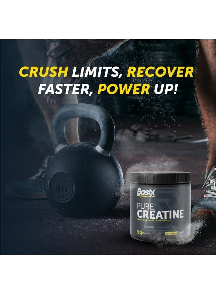 Basix Pure Creatine Monohydrate Powder Unflavored 300g – 5g Creatine per Serving for Strength & Performance - Image 5