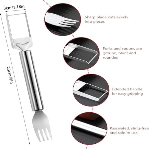 Kriq 2-in-1 Stainless Steel Fruit Cutter, Watermelon Fork Slicer Cutter Slicer Tool, Dual Head Fruits Forks Slicer Knife, Summer Watermelon Fruits Cutting Home Kitchen Gadgets. (PACK OF 2) - Image 5