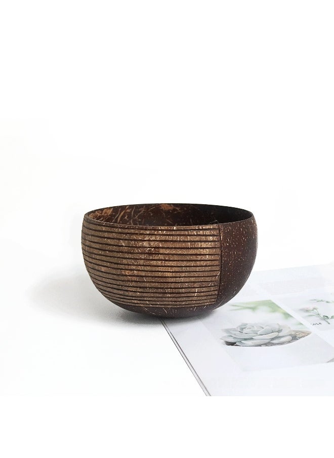 NIBEMINENT Eco-Friendly Coconut Bowls Dessert Cups Half face pattern bowl D12-14 H7.5 