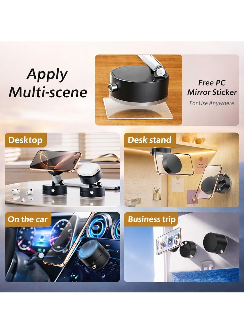 Magnetic Phone Holder with 360° Rotation, Vacuum Suction Cup & Twist Lock, Foldable Mount for Car Dashboard, Windshield and Smooth Surfaces, White - Image 3
