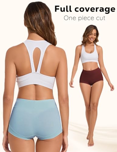 ALLBASE womens Cotton Underwear Ladies High Waisted Full Coverage Stretch Postpartum Panties Pack of 5,Multicolor,Large - Image 4