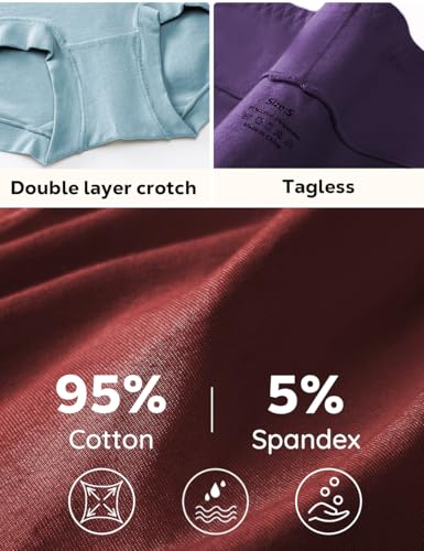 ALLBASE womens Cotton Underwear Ladies High Waisted Full Coverage Stretch Postpartum Panties Pack of 5,Multicolor,Large - Image 5