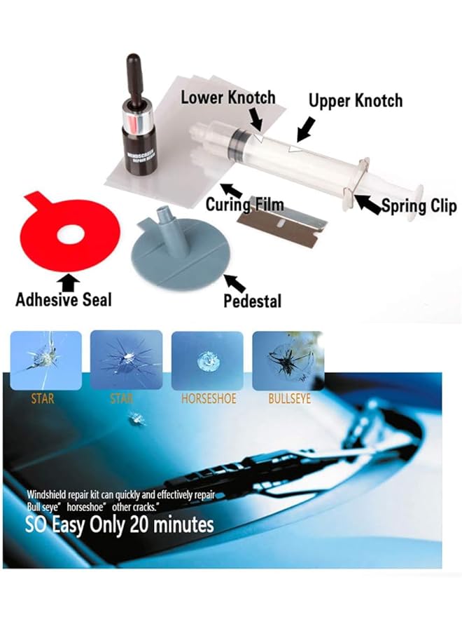 Excefore Fast Repair Diy Car Windshield Repair Kit, Windshield Repair Kit, To Fix Auto Glass Windshield Crack Chip Scratch, For Bulls Eyes Star Half Moon Long Crack Combination Repairment - Image 3