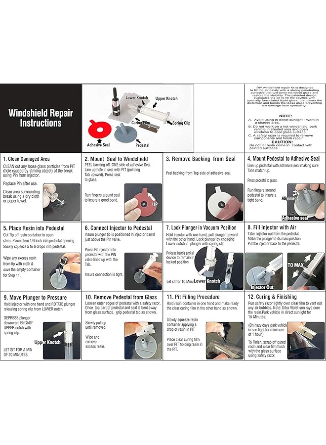 Excefore Fast Repair Diy Car Windshield Repair Kit, Windshield Repair Kit, To Fix Auto Glass Windshield Crack Chip Scratch, For Bulls Eyes Star Half Moon Long Crack Combination Repairment - Image 5