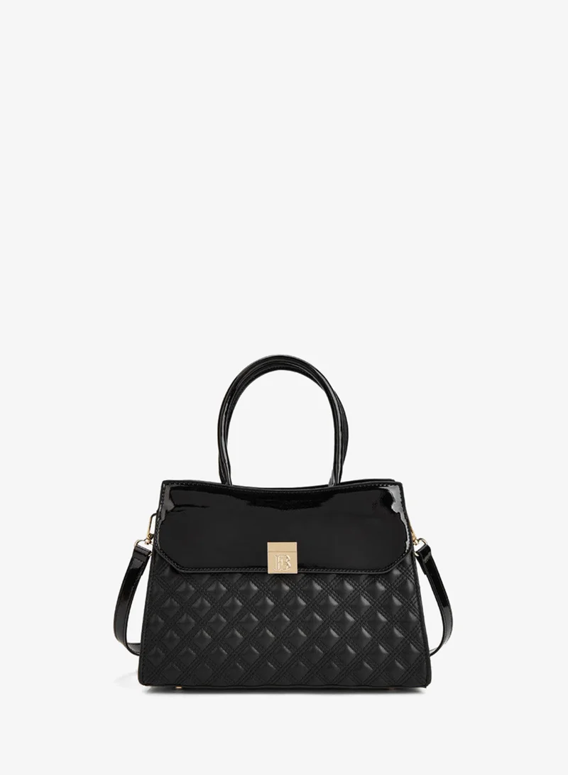 Quilted Tote Bag with Detachable Strap and Zip Closure