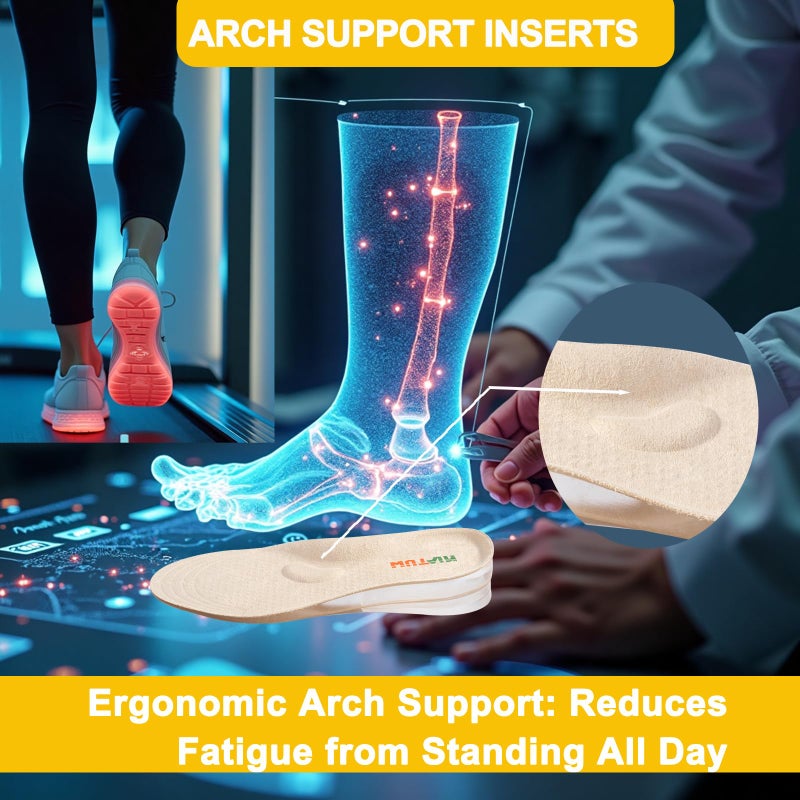 WUTAIN Full Length Gel Height Increase Insoles - Heavy Duty Silicone Shoe Lifts for Leg Length Discrepancy - Trim to Fit Shock Absorption Inserts - Non-Slip Replacement Solesï¼ˆ1 Pair Smallï¼‰ - Image 3
