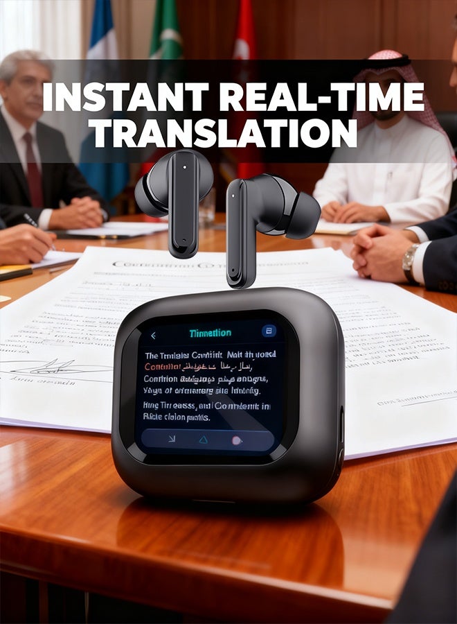 Wireless In-Ear Bluetooth Headphones with Smart Touchscreen Display: Noise Cancellation & Translation Function - Image 1