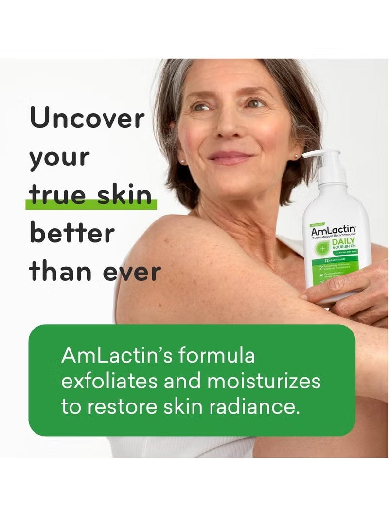 AmLactin Daily Nourish 12% Lactic Acid Exfoliating Hydrating Body Lotion, Instant Moisturizing Skin Radiance Restoring Gentle Exfoliator Deep Hydration Body Cream Fragrance Free Paraben Free Skin Care Lotion For Rough Dry Flaky Skin, 225g - Image 3