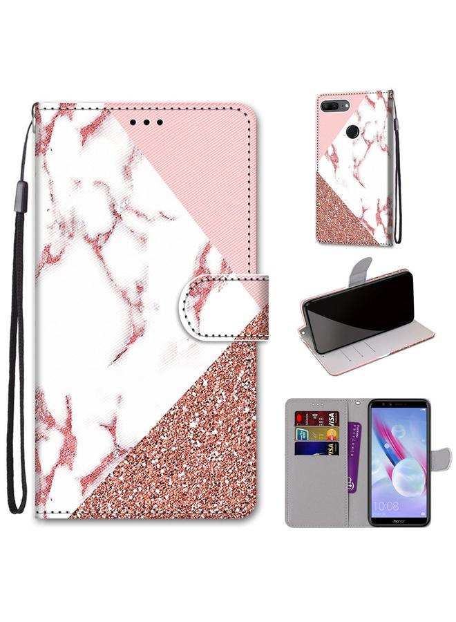 اس-توب جراب لهاتف Huawei Honor 9 Lite، جراب جلدي من البولي يوريثان بتصميم متقاطع ملون، مع حامل وفتحات للبطاقات ومحفظة وحبل تعليق - Image 1