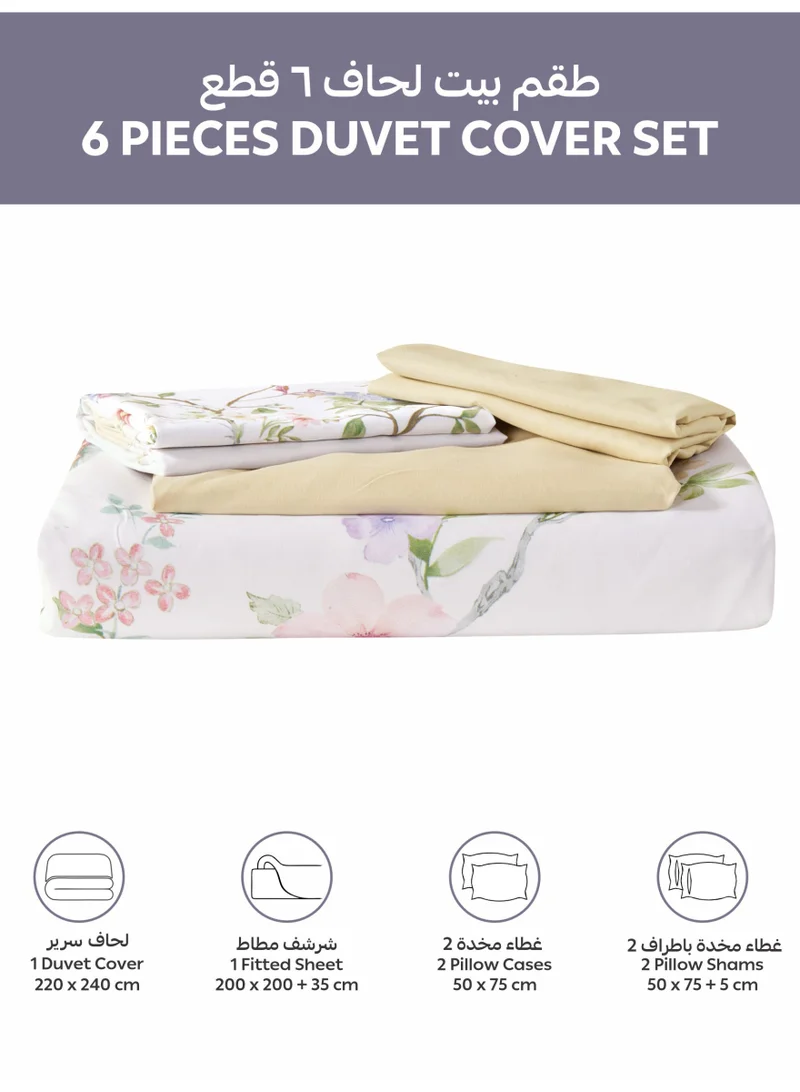 Donetella Digital Print Duvet cover Set, King Size 220x240 cm - 6-Pcs Bed Set, ,Emirate Collection, Microfiber - 1 Duvet Cover, 1 Fitted Sheet, 2 Pillow Shams, 2 Pillowcases (Filler Not Include)