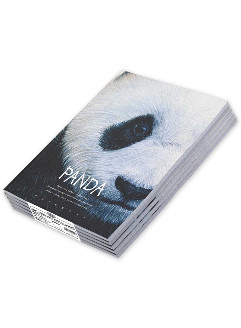 FIS 8 Pieces Soft Cover Notebook 96 Sheets A4 Panda Design - Image 1