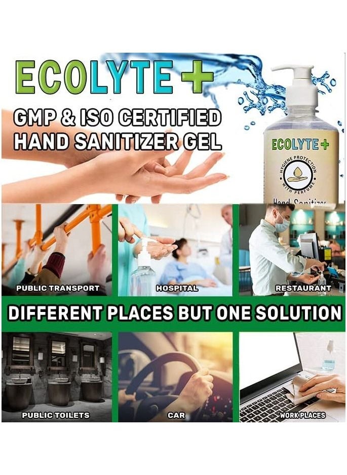 ECOLYTE+ - Ecolyte+ 24 Hour Protection Hand Sanitizer Gel - 99.99% Effective Against Germs -70% Alcohol, Moisturizer, Skin Friendly and Safe for Kids, Instant Germ-Free Protection, (5 Litre) - Image 1