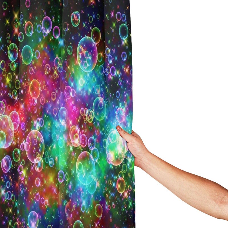 FUNNY KIDS' HOME FUNNY KIDS' HOME Colorful Bubbles Beautiful Rainbow Abstract- Personalize Custom Bathroom Shower Curtain Waterproof Polyester Fabric 66(w) x72(h) Rings Included - Image 3