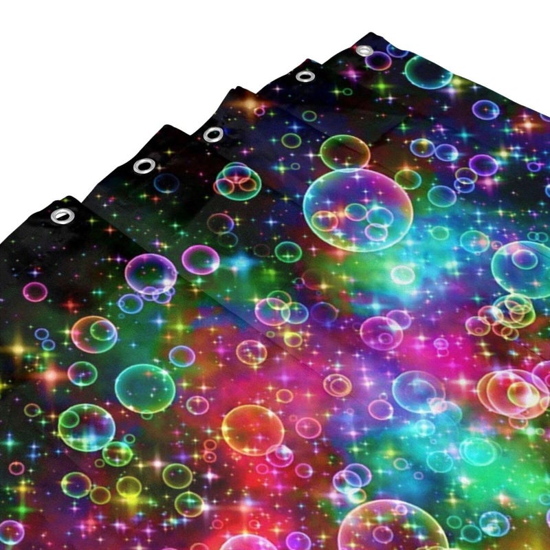 FUNNY KIDS' HOME FUNNY KIDS' HOME Colorful Bubbles Beautiful Rainbow Abstract- Personalize Custom Bathroom Shower Curtain Waterproof Polyester Fabric 66(w) x72(h) Rings Included - Image 4
