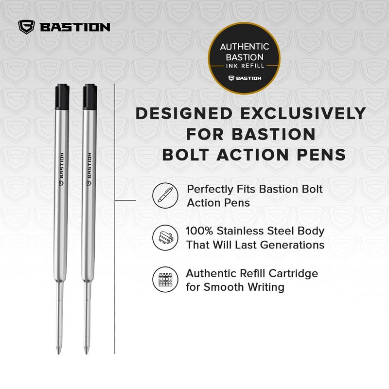BASTIONÂ® Premium Pen Refill, Deeply Pigmented Ink for All Bolt Action Luxury Pens, Standard Ink Refill with 0.55mm Fine Tip - Black, 2 Pieces - Image 3