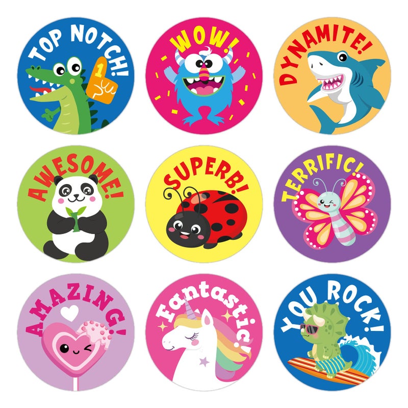 Gooji Small Reward Stickers for Kids 1008 Pc Sticker Pack for Teachers Classroom Motivational Class Supplies for Students Boy Girl Toddler Good Job Incentive Behavior School Chart 1 Round