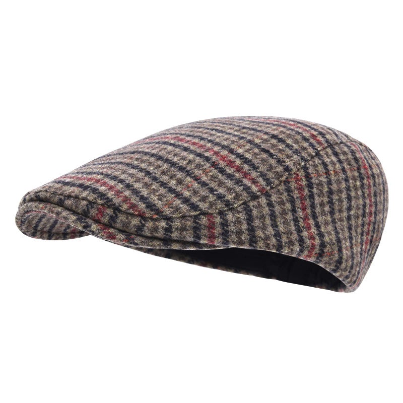 STARANCE Men's Flat Cap Wool Tweed Driving Irish Newsboy Hat (Houndstooth Coffee) - Image 1