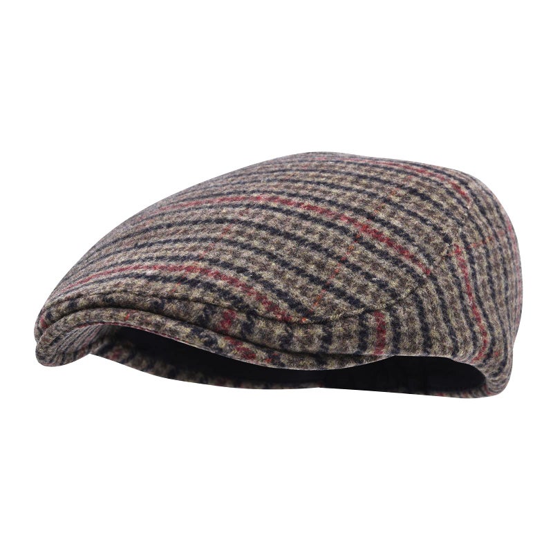STARANCE Men's Flat Cap Wool Tweed Driving Irish Newsboy Hat (Houndstooth Coffee) - Image 2